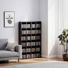 Multimedia-opbergkast voor 456 cd's/336 dvd's - houten boekenkast met verstelbare planken, 89 x 130,5 cm, zwart - A - Bekijken 10
