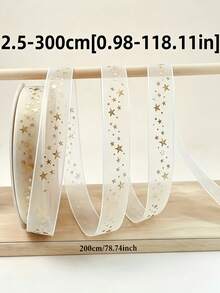 1 Roll 500/1000cm Ribbon - 2.49cm Wide, Heart & Star Print With "For You" Text, Suitable For Sewing, Crafts, Wedding Party Decoration And Clothing Embellishment - Multicolor - View 10