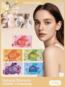 1 buah sabun desain bintang 238g, formula lembut, cocok untuk mandi dan mencuci muka, membersihkan kotoran, minyak, dan impurities secara mendalam, melembapkan dan tidak membuat kulit kering, cocok untuk kulit sensitif, berminyak, dan kering, cocok untuk persiapan kencan, hadiah liburan, dan mandi seluruh tubuh. - Aneka rasa - View 1