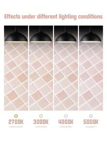 WoStick 10*10 Inch Pink Mosaic Grid Waterproof Vinyl Wallpaper, Self-Adhesive Removable Tile Sticker, Anti-Splash Textured Wall Panel For Kitchen, Bathroom, RV Home Decor Renovation - Cherry Blossom Pink Stone Texture - View 6