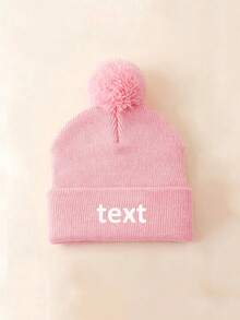 1pc Customized A-Z Letter Knitted Baby Hat With Name, Pom Pom Knitted Hat, Winter Warm Children's Knitted Hat, Ribbed Cuff Knitted Hat, Outdoor Daily, Baby Gift - Multicolor - View 12