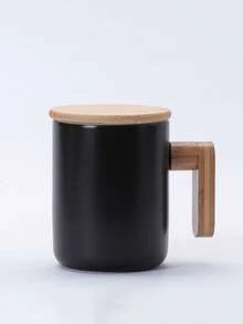 1pc Personalized Coffee Mug, Customized Ceramic Cup With Wooden Handle, Fun Ceramic Cup With Lid, Birthday Gift For Mom, Valentine's Day Gift For Her, Gift For Parents, Friends, Couples, Wedding, Birthday, Anniversary - Multicolor - View 10