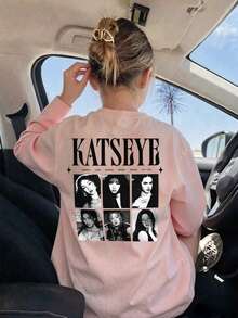 1pc Girls Casual Round Neck Long Sleeve T-Shirt Top - Pink - View 1