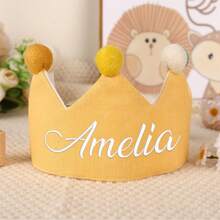 MerexSync 1 Custom Hand-Embroidered Linen Crown, A Children's Birthday Gift, Birthday Party Hat, Birthday Crown, A Birthday Essential, And A Custom Birthday Item. - Multicolor - View 8