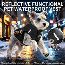 Shiny Pet Winter Thickened Padded Vest, Reflective Strip Night Walking Super Windproof Warm Dog Coat, Back Leash Ring For Small And Medium Dogs, Schnauzer Autumn/Winter Sleeveless Padded Coat - Black - View 1
