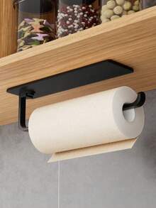 Drill-Free Self-Adhesive Toilet Paper Holder (Plastic), Wall-Mounted Paper Towel Storage Rack, Bathroom Storage Decorative Accessory, No Drilling Required, Easy Installation, Home Essential, Suitable For Kitchen, Bathroom, Office, Living Room, Closet, Etc. - Multicolor - View 1