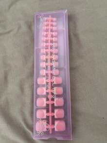 150片短方型穿戴式腳趾甲片，粉色法式軟膠美甲尖端，適合DIY假指甲，極簡百搭，15種尺寸，女性美甲用品，美感風格 - 淺粉色 - 查看 8