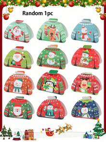 74pcs Set (24pcs Gift Boxes + 50pcs Tags) Exquisite Ugly Sweater Style Christmas Gift Box Set, Fun Santa Claus Snowman Penguin Pattern, Atmospheric Christmas Party Candy Gift Box, Holiday Gift Choice, Cute Party Favor Storage Box, Suitable For Candy And Small Gifts - View 11