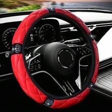 Bubble Crown Rhinestone Car Steering Wheel Cover, PU Leather Without Inner Ring, Suitable For 15inch, Multiple Options Available - Multicolor - View 10