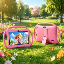 Qetupa Tablet Anak 7 Inci, RAM 2GB ROM 32GB Android 13 Tablet Balita dengan WiFi 2.4G, Perlindungan Mata, WiFi, Kamera, Kontrol Orang Tua, Aplikasi Pra-instal, Game Edukasi - Berwarna merah muda - View 6