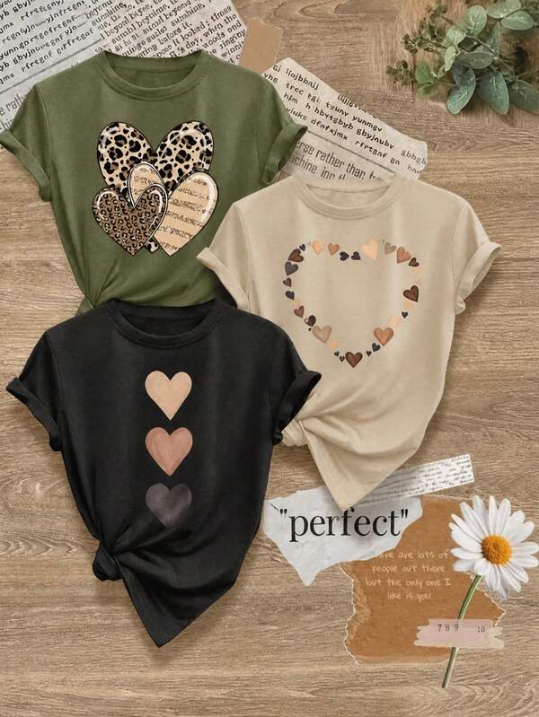 3 Playera de Mujer Suave Una cómoda camiseta para mujer con estampado gráfico y estilo casual, perfecta para conjuntos de fiesta.