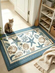 1pc Blue Starfish Modern Style Rug, Decorative Carpet, Bedroom Decor, Small Rug, Carpet, Home Decor, Living Room Rug, Living Room Small Rug, Bedroom Carpet, Living Room Home Decor, Outdoor Rug, Washable Carpet - Multicolor 1 - View 5