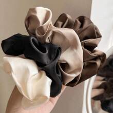 5pcs/Set Woman Elegant Hair Band Solid Color Large Scrunchie Hair Ties Daily Simple Ponytail Holder Girls Hair Accessories - Multicolor - View 5