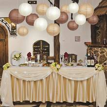 12pcs Caramel Bohemian Style Party Hanging Paper Lanterns | Rustic Neutral Brown, White And Beige Decor, Suitable For Birthday, Wedding, Bridal Shower, Graduation, Home Decor, No Electricity Needed, Decorative Lanterns, Wedding Decor, Bohemian Style Decor - Multicolor - View 2