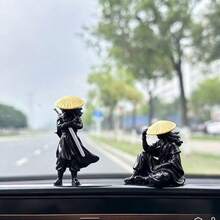1/2pcs Vintage Swordsman Car Ornament, Creative Resin Craft, Cool Chinese Black-Clad Assassin, Unique Design, Small And Exquisite, Suitable For Car Dashboard, Car Window, Rearview Mirror, Desk, Indoor Home Decor, Fish Tank, Halloween, Christmas, Holiday Gift - Swordsman - View 11