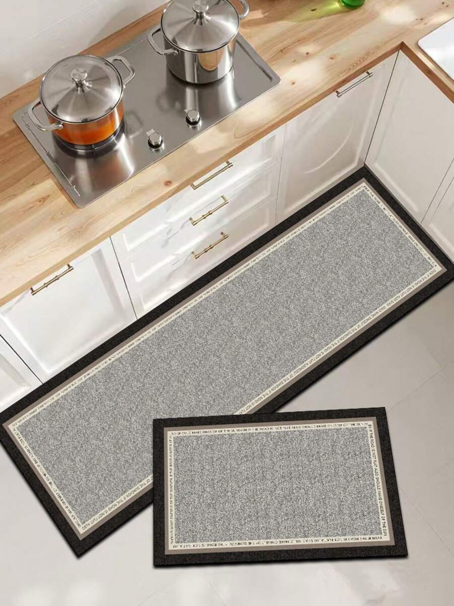 1 Pc Black Frame Pattern Kitchen Mat, 3.5 Mm Soft Rubber That Absorbs Water And Is Easy To Clean. Suitable For Corridors, Bathrooms, Living Rooms, Outdoor Door Mats, And Toilets. Useable Throughout The Year And For Various Holidays. - Multicolor - View 1