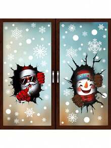 4/2pcs Christmas Window Stickers, Santa Claus And Snowman 3D Effect ...