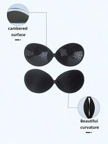 1pc Invisible Solid Color Adhesive Bra, Round Cup Push-Up Self-Adhesive Bra, Suitable For Strapless And Backless Dresses, Summer Wear - Multi-color - View 2
