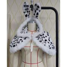 1pc Women's Dalmatian Spotted Rabbit Leopard Print Shawl, New Black & White Hooded Premium Halloween Party Cosplay Outfit - Black and White Polka Dots - View 4