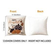 1pc/2pcs Autumn Cartoon Hedgehog & Acorn Faux Embroidery Pillow Case, 2D Printed Non-Embroidered, Cute Cartoon Style Polyester Square Single-Sided Zipper Closure Cushion Cover Without Pillow Insert, Suitable For Daily Home, Sofa, Bed, Bedroom, Living Room, Cafe, Exhibition Hall, Decorative Pillowcase, Daily Holiday Party Decoration - Brown - View 2