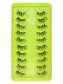 10 Pairs Transparent Band False Eyelashes, Natural Thin Extended Curly Half-Length Lashes, Suitable For Women's Daily Wear - Black - View 7