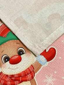 1pc Christmas Series Pattern Printed Table Runner, 4pcs Christmas Pattern Printed Placemats, Suitable For Holiday, Party, Birthday, Dinner, Kitchen Dining Table Decor, All-Season Room Decoration, Home Textile Table Runner - Multicolor - View 2