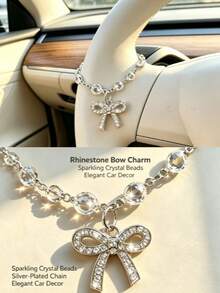 1pc Crystal Virgin Mary Rhinestone Cross Pendant, Elegant Women's Car Interior Decor Hanging Ornament, Universal Decoration For Steering Wheel, Rearview Mirror And Handbag, Exquisite Religious Style Gift For Family And Friends - A - View 4