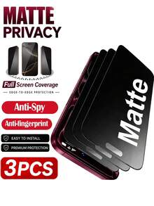 3pcs Matte Anti-Peeping Full Coverage Smooth Touch Sensitive Touchscreen Gaming Friendly Soft Film Full Screen Phone Screen Protector Accessories Compatible With IPhone 18 Pro 18 Pro Max 17 Pro Max 17 Pro 17 Air 17 16 Pro Max 16 15 14 13 12 11 Pro Max Gaming Peripherals - Black - View 8
