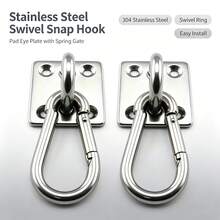 1/2/4pcs Ceiling Hooks, 360° Rotating Installation, With D-Ring Lock, Stainless Steel Mounting Bracket, Suitable For Swing Chair/Hammock - Silver - View 6