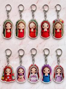 1/10 Pcs 2D Acrylic Mary Keychain Set, Acrylic Keychain, Unisex Backpack Charm And Car Keychain, Couple Commemorative Pendant, Blessing And Grace Believer Gift, Suitable For Daily Use, Holidays, Religious Commemoration, Ramadan, Party, Baptism, Wedding And Church Events - Multicolor - View 7