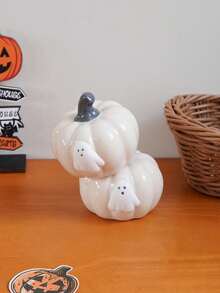 1pc Halloween Pumpkin Ceramic Tea Pet, Ghost Little Pumpkin Desktop Decoration Ornament, Exquisite, Suitable For Home Decor, Tea Table, Dining Table, Living Room, Entrance Hall Decoration, Gift, Holiday Decoration - Multicolor - View 9