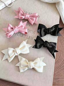 6/3/1pc Pointed Satin Bow Alligator Hair Clips, Durable & Hair-, Sweet Basic Fashion Hair Accessories - Suitable For Girls And Teens, Daily, Vacation, School, Date - Multicolor - View 4