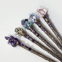 1 buah Tongkat Sihir Amethyst Alami Mentah, Tongkat Kristal Keberuntungan Peri, Tongkat Permata Spiritual, Tongkat Sihir Penyihir, Hadiah Dekorasi Meja Rumah Kreatif - Tongkat Ajaib - View 3