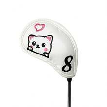 10pcs Golf Club Head Covers, Cute Cat Pattern, High Quality Golf Club Head Covers/Golf Club Covers/Iron Head Covers - White - View 8