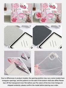 Pink Lip Print And Leopard Print Pattern Tablet Case Compatible With IPad Air 11-Inch M3 2025 / M2 2024, Air 5th Generation 2022 , (A16) 11 Inch 11th Generation 2025,Compatible With Samsung Galaxy Tab,Kindle Paperwhite 12th Gen 2024, Clear Back ,Fashion Pattern Protective Case,Automatic Sleep And Wake-Up Function, Airbag Protection, Suitable For Gifts And Office Use - Multicolor - View 7