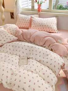 3pcs 100% Polyester Floral Lightweight Comforter Set, 2 Pillow Shams + 1 Comforter Cover (No Bed Sheet), Suitable For Bedroom All Seasons - Multicolor - View 2