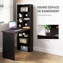 Mesa dobrável de parede com espaço de armazenamento, estante, área de trabalho, quadro-negro e prateleira ajustável. - A - Ver 7
