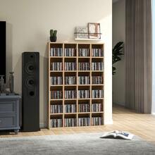 Multimedia-opbergkast voor 456 cd's/336 dvd's - houten boekenkast met verstelbare planken, 89 x 130,5 cm, naturel hout - A - Bekijken 3