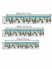 Christmas Snowman Snowflakes Xmas Tree Table Runner Holiday Party Decor Reusable Winter Xmas Kitchen Dining Table Runner Christmas Decorations - Multicolor - View 3