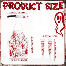 3pcs Bloodstain Apron Set, Cos Bloodstain Apron, Fake Blood Knife, Bloody Socks Horror Halloween Costume Props Suitable For Butcher Costume, Stage Performance - Multicolor - View 5