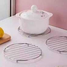 3pcs/2pcs/1pc Stainless Steel Round Heat-Resistant Kitchen Placemats, Quick Heat Dissipation Effectively Protects Tabletop And Kitchen Countertop, Suitable For Placing Pots, Kettles, Hot Cookware, Beverages, Heat Insulation And Cooling - View 7
