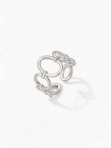 Vandermere 1pc Hollow Geometric Open Ring - Antique Silver - View 2