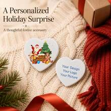 Custom Festive Christmas Heart Pin Badge, Personalized Photo Button Brooch, Customized Photo Pin Badge. - Style a - View 4