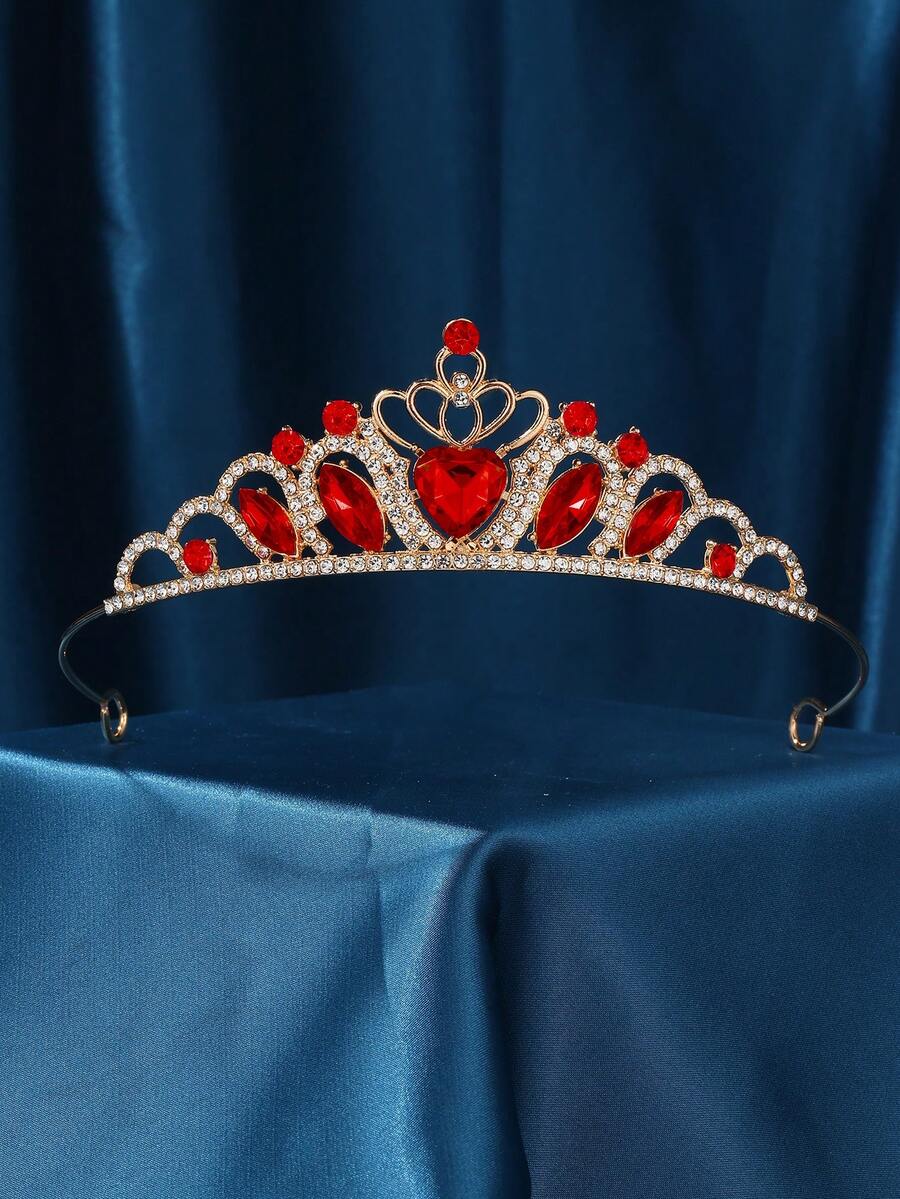 Princess Crown Red Heart Crown Queen Of Hearts Evie Costume Cosplay Party Tiara Birthday Tiara - Red - View 1