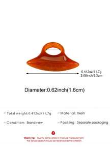 1pc Fashion Vintage Minimalist Exaggerated Personalized Resin Oval Ring Suitable For Women's Daily And Vacation Wear - Orange - View 4