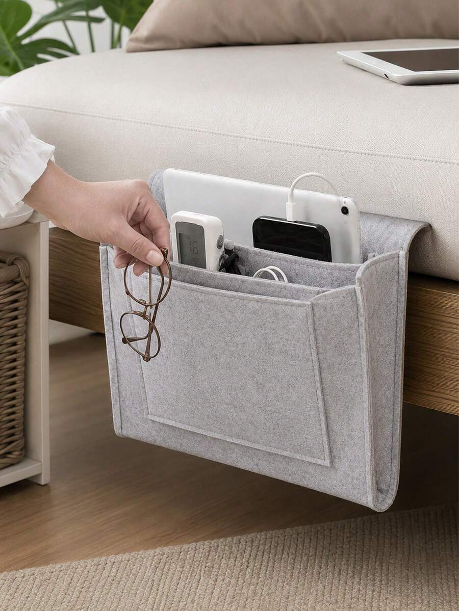 Minimalist Modern Style Hanging Storage Bag Features A Multi-Pocket Open Design And Can Be Hung Beside A Bed Or Sofa. It Can Be Used To Store Beds, Sofas, Tables, Remote Controls, Magazines, Household Items, Etc.Storage