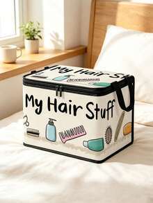 All My Hair Stuff Storage Box With Lid, Foldable Storage Box, Storage Box, Storage Box, Large Capacity, Book Organization, Holiday Gift, Office Organization, Under Bed Storage, Rental Home Organization, Can Be Used For Work, School, Dorm Storage, Back To School, Travel Essentials, Dorm Essentials, Wedding Bride Gift, Mother's Gift, Birthday Gift, Holiday Souvenir, Back To School Gift, Graduation Gift - Multicolor - View 1