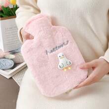 Rechargeable Hot Water Bottle With Faux Rabbit Fur Cover, Compact And Portable, Washable, Suitable For Hand Warming And Menstrual Pain Relief (Abdominal Warmth), Thick Plush Design - Hot Water Bottle - View 3