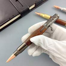 1pc High-Grade Creative Bullet Shaped Bolt Action Tactical Ballpoint Pen Black Ink Rosewood Blackwood Metal Luxury Gun Pen With Rifle Design Clip - Gun Pen - View 6