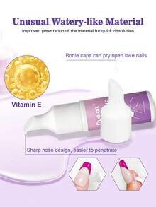 3pcs/1pc 10ml Penghapus Lem Kuku, Cocok Untuk Kuku Palsu Tempel, Dengan Tutup Bergaya Tuas Untuk Memudahkan Pelepasan, Mengandung Vitamin E, Mudah Melepas Kuku Perekat - 10 ml - View 4